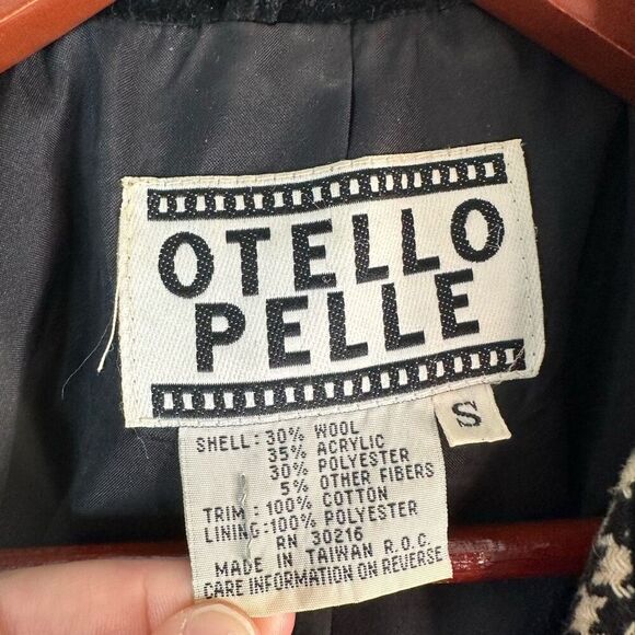 Vintage Otello Pelle Wool Blend Houndstooth Plaid Mixed Print Blazer Womens - Picture 5 of 9
